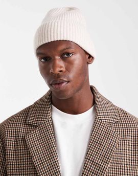 Jack & Jones Jack & Jones premium wool blend beanie in beige-Neutral