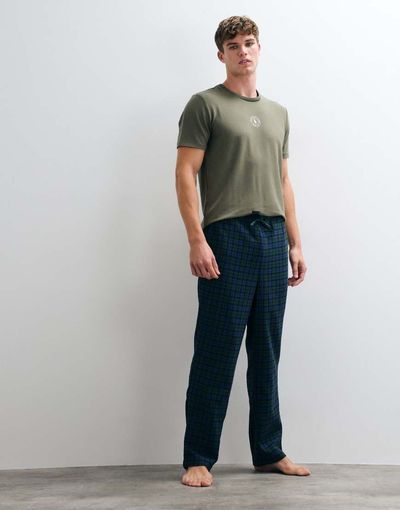 Jack & Jones Jack & Jones pyjama bottoms in blue and green check-Navy