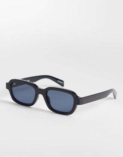 Jack & Jones Jack & Jones rectangle sunglasses in blue-Black