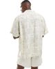 Jack & Jones Jack & Jones revere collar linen short sleeve shirt with sealife print in beige-Neutral - 4