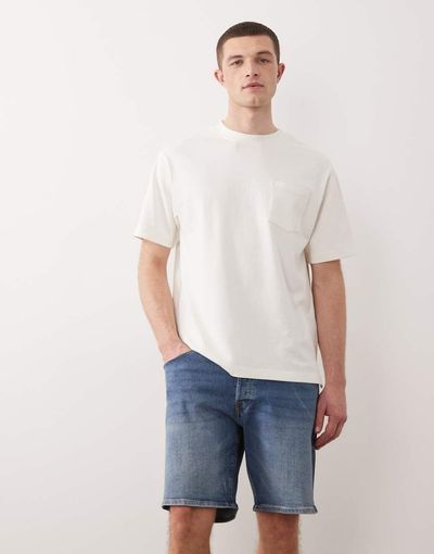 Jack & Jones Jack & Jones Rick slim denim shorts in mid blue