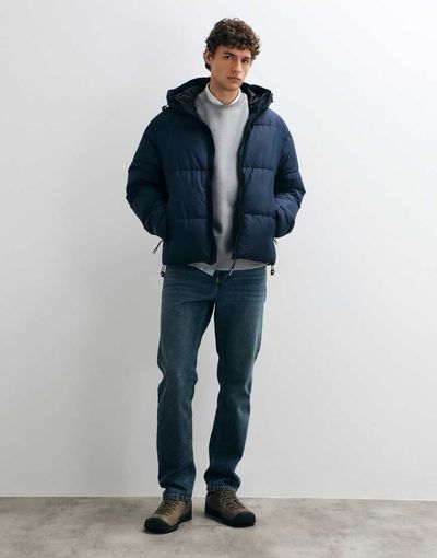 Jack & Jones Jack & Jones ripstop hooded puffer jacket in navy