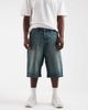 Jack & Jones Jack & Jones Ron baggy denim shorts in dark tint-Green - 2