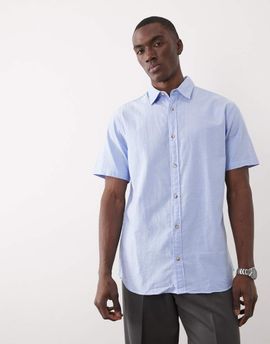 Jack & Jones Jack & Jones short sleeve oxford shirt in blue