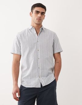 Jack & Jones Jack & Jones short sleeve striped oxford shirt in blue