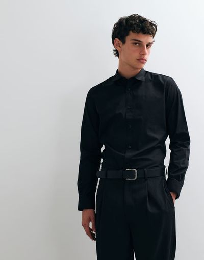 Jack & Jones Jack & Jones slim fit dress shirt in black-White