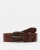 Jack & Jones Jack & Jones smooth leather belt with logo buckle in dark brown - 1