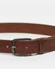 Jack & Jones Jack & Jones smooth leather belt with logo buckle in dark brown - 2