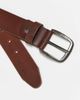 Jack & Jones Jack & Jones smooth leather belt with logo buckle in dark brown - 3