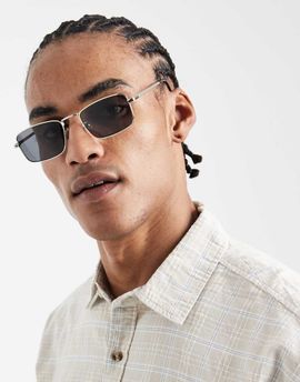 Jack & Jones Jack & Jones square metal frame sunglasses in silver