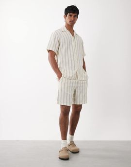 Jack & Jones Jack & Jones stripe textured shorts in cream - part of a set-White