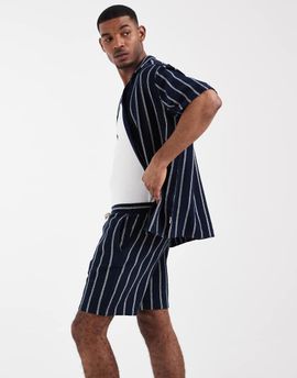 Jack & Jones Jack & Jones striped textured shorts in navy - part of a set