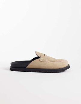 Jack & Jones Jack & Jones suede loafer mules in beige-Neutral