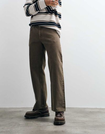 Jack & Jones Jack & Jones Ted relaxed straight leg jeans in brown wash