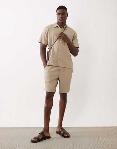 Jack & Jones Jack & Jones textured shorts in beige - part of a set-Neutral