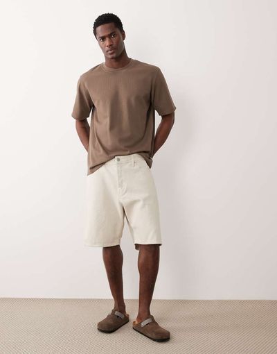 Jack & Jones Jack & Jones Tony loose denim shorts in beige-Gray