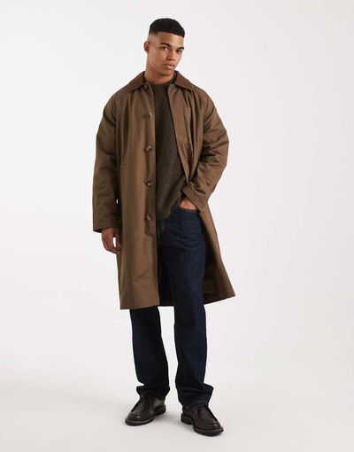 Jack & Jones Jack & Jones trench coat in khaki-Green