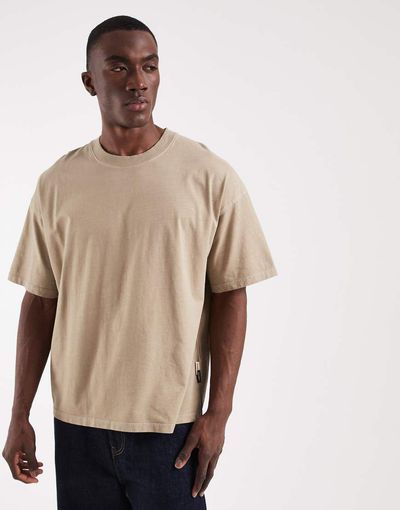 Jack & Jones Jack & Jones washed t-shirt in beige-Neutral