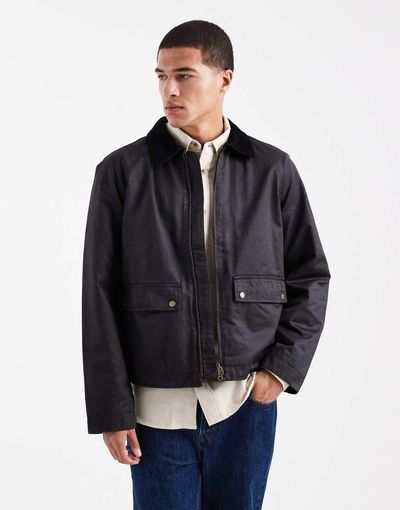Jack & Jones Jack & Jones wax jacket in black