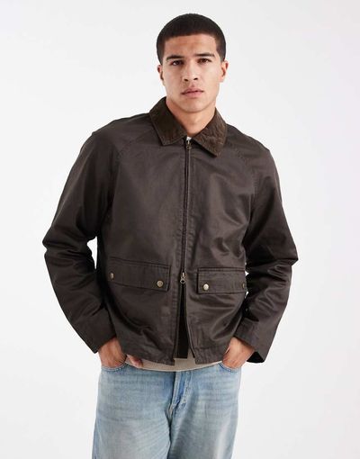 Jack & Jones Jack & Jones wax jacket in brown