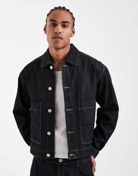 Jack & Jones Jack & Jones workwear raw wash denim jacket in dark blue - part of a set