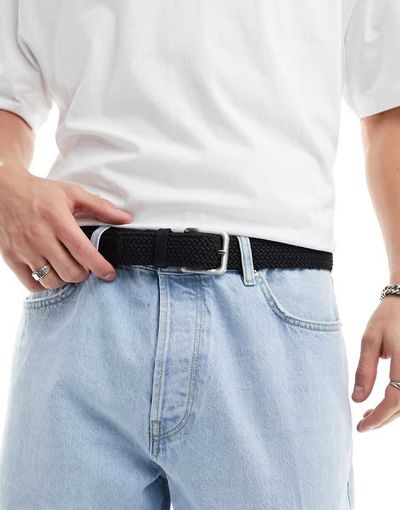 Jack & Jones Jack & Jones woven belt with buckle in black