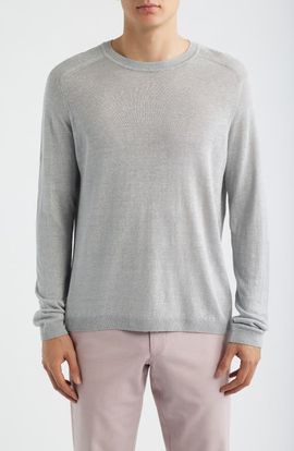 Jack Victor Jack Victor Cormack Long Sleeve Crewneck Linen & Silk Pullover