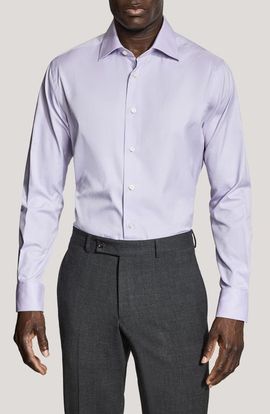 Jack Victor Jack Victor Dream Lilac Cotton Stretch Twill Dress Shirt 