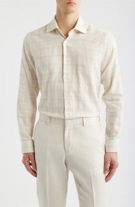 Jack Victor Jack Victor Edgemont Plaid Cotton & Linen Button-Up Shirt