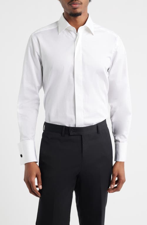 Jack Victor Jack Victor Edmund White Cotton Twill Tuxedo Shirt 