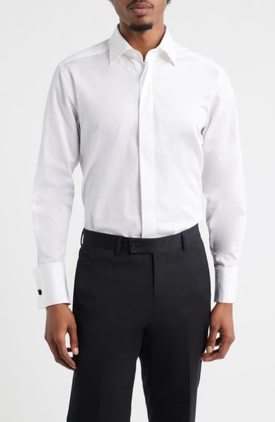 Jack Victor Jack Victor Edmund White Cotton Twill Tuxedo Shirt 