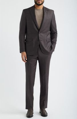 Jack Victor Jack Victor Esprit Contemporary Fit Brown Mélange Super 130s Wool Suit 