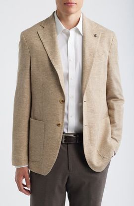 Jack Victor Jack Victor Hampton Tan Knit Cotton & Linen Sport Coat 