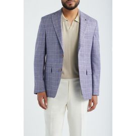 Jack Victor Jack Victor McAllen Berry Plaid Soft Constructed Cotton & Silk Blend Sport Coat 
