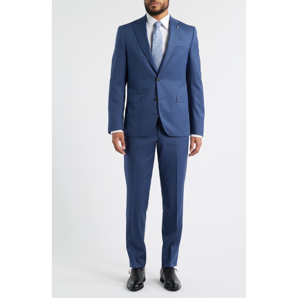 Jack Victor - Medium Blue Wool Herringbone Suit