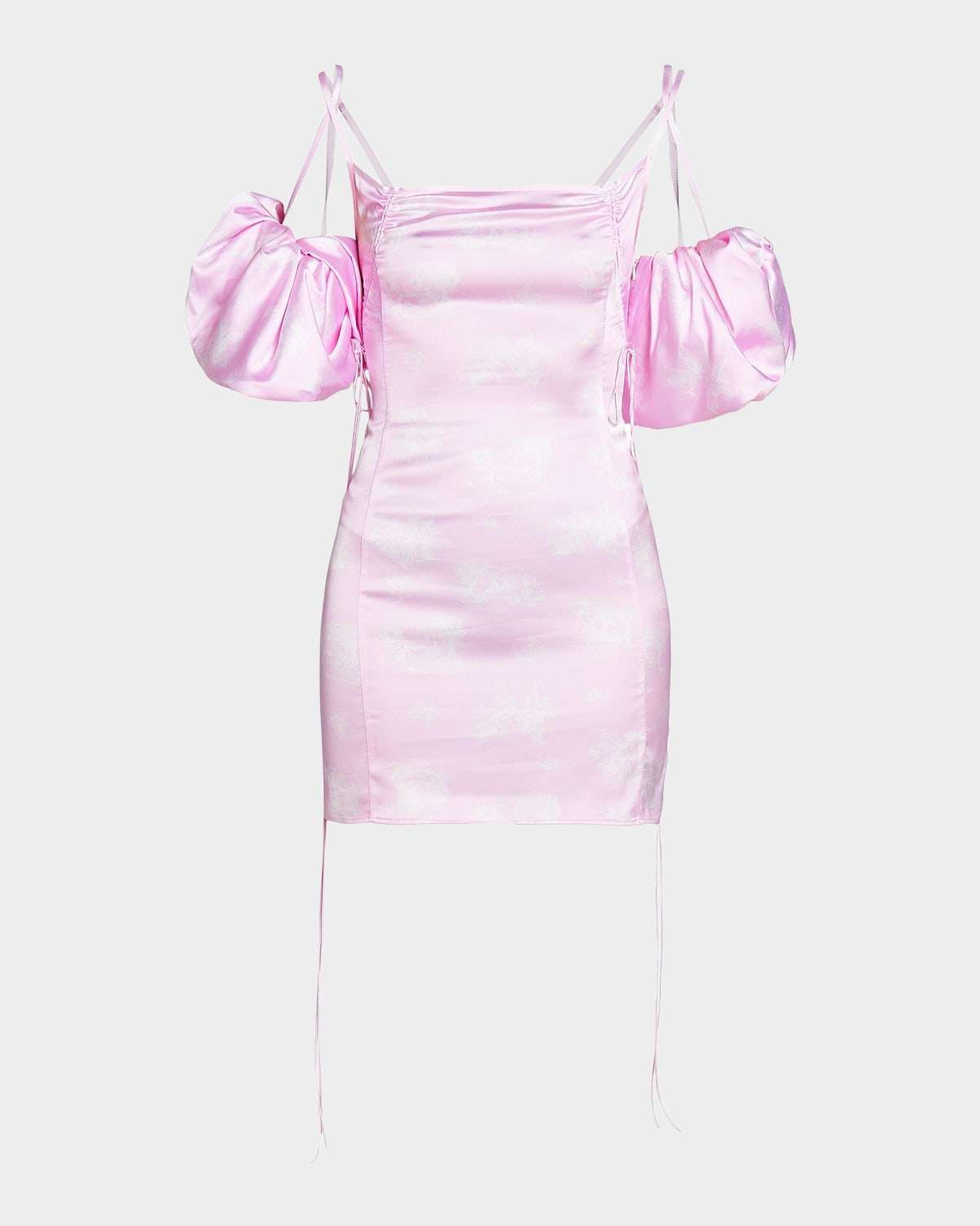 Jacquemus Chouchou Puff-Sleeve Satin Mini Dress