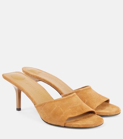 Jacquemus Jacquemus Cubisto 70 croc-effect suede mules