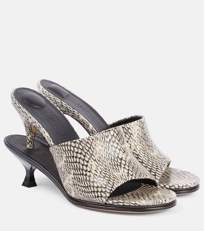 Jacquemus Jacquemus Doubles snake-effect leather mules