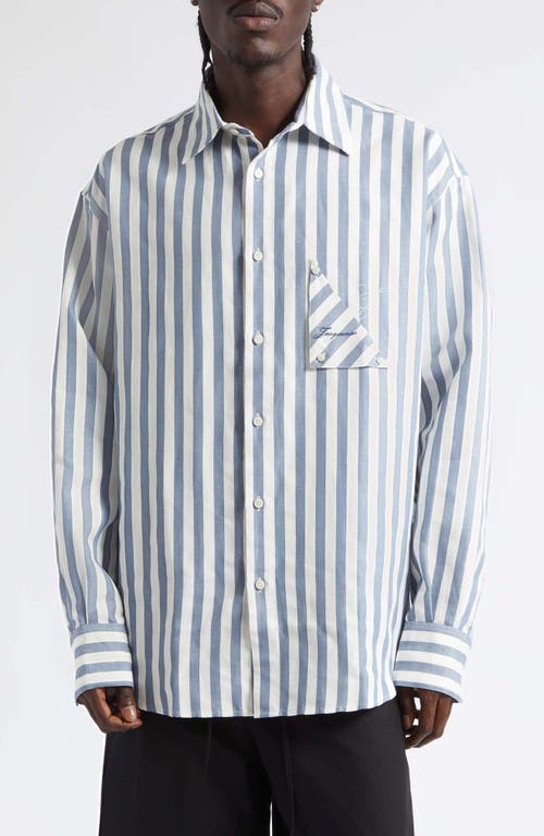 Jacquemus Jacquemus La Chemise Voilier Stripe Cotton & Linen Button-Up Shirt
