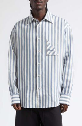 Jacquemus Jacquemus La Chemise Voilier Stripe Cotton & Linen Button-Up Shirt
