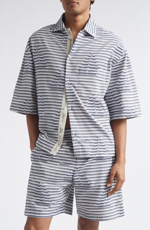 Jacquemus Jacquemus La Plage Stripe Short Sleeve Cotton Jacquard Button-Up Shirt