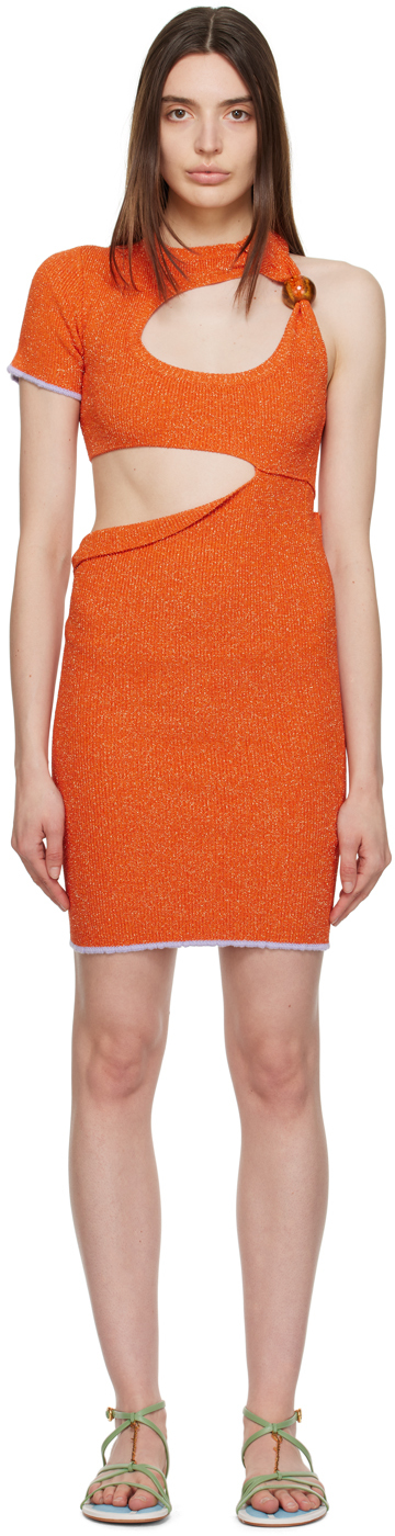 orange jacquemus dress JACQUEMUS: Orange Le Raphia 'La Robe Bikini' Midi Dress