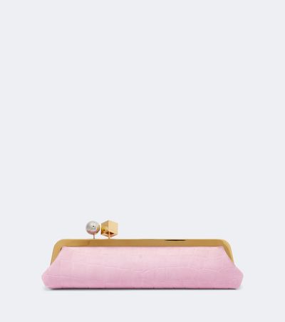 Jacquemus Jacquemus Salon croc-effect suede clutch