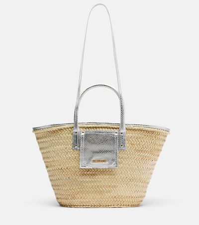 Jacquemus Jacquemus Soli Medium croc-effect raffia basket bag
