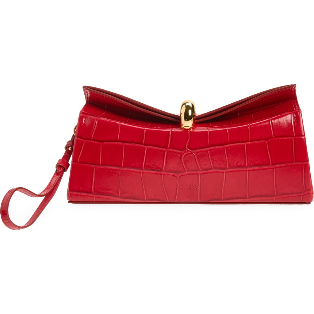 Jacquemus Jacquemus The Valérie Croc Embossed Leather Clutch