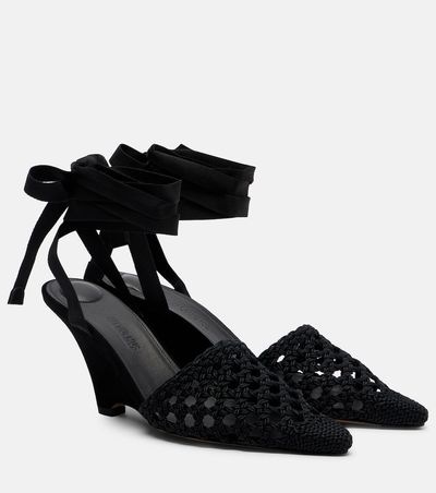Jacquemus Jacquemus Woven raffia-effect wedges