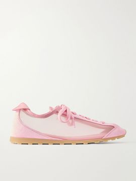 JACQUEMUS Les Tennis suede and leather trimmed mesh sneakers
