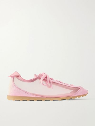 JACQUEMUS Les Tennis suede and leather trimmed mesh sneakers