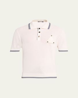 Jacquemus Men's Silk and Cotton Mesh Polo Shirt