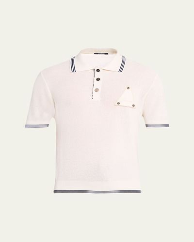 Jacquemus Men's Silk and Cotton Mesh Polo Shirt